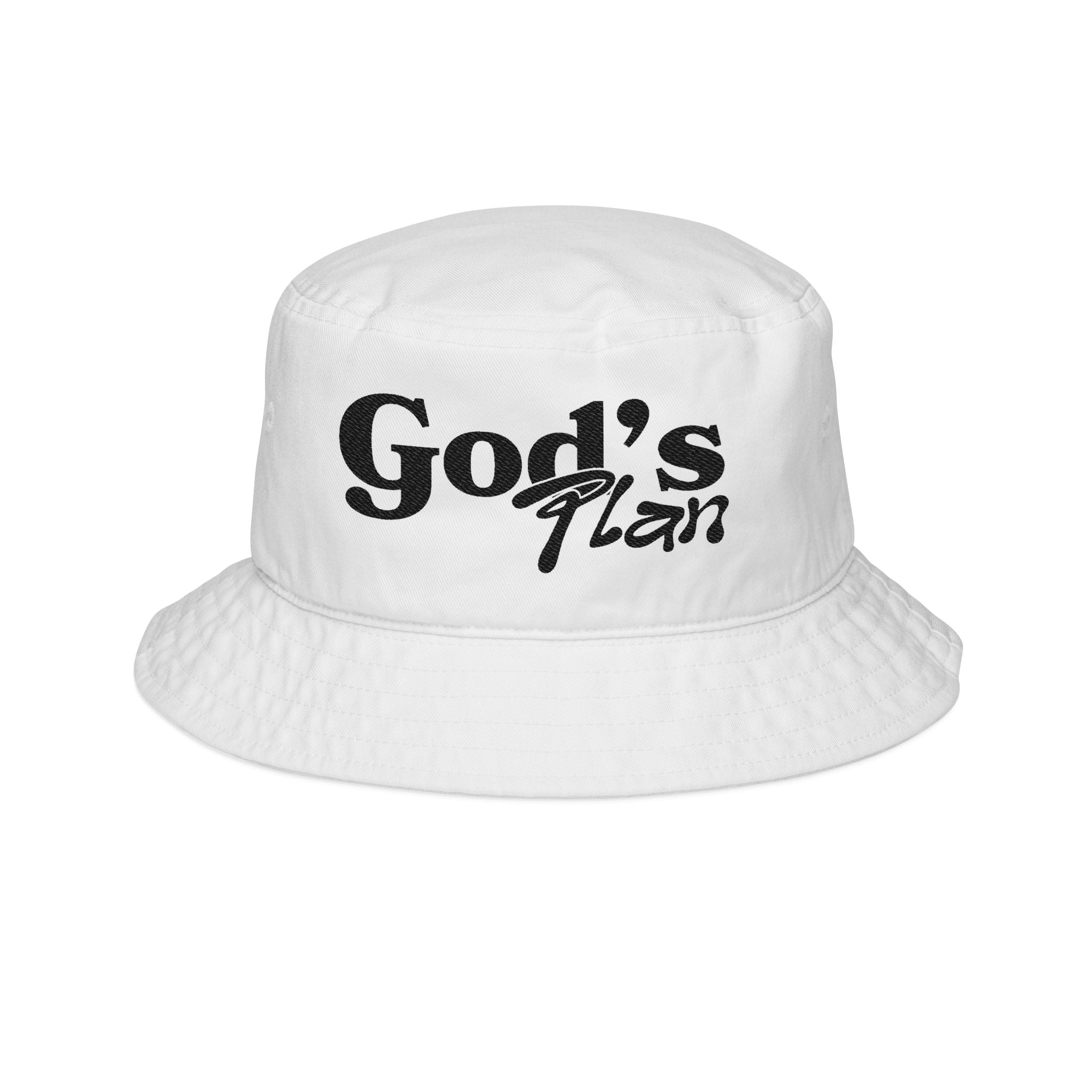 Embroidered Bucket Hat - God's Plan - Trendy Sun Protection, Gift for Him/Her, Summer Essential, Festival Wear, Fashion Accessory