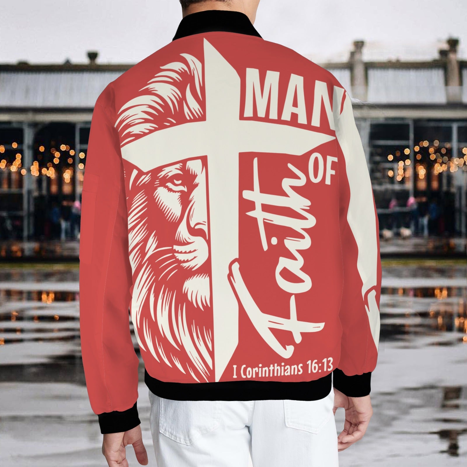 GPA Man of Faith Bomber Jacket Men's Bomber Jacket (Model H65)