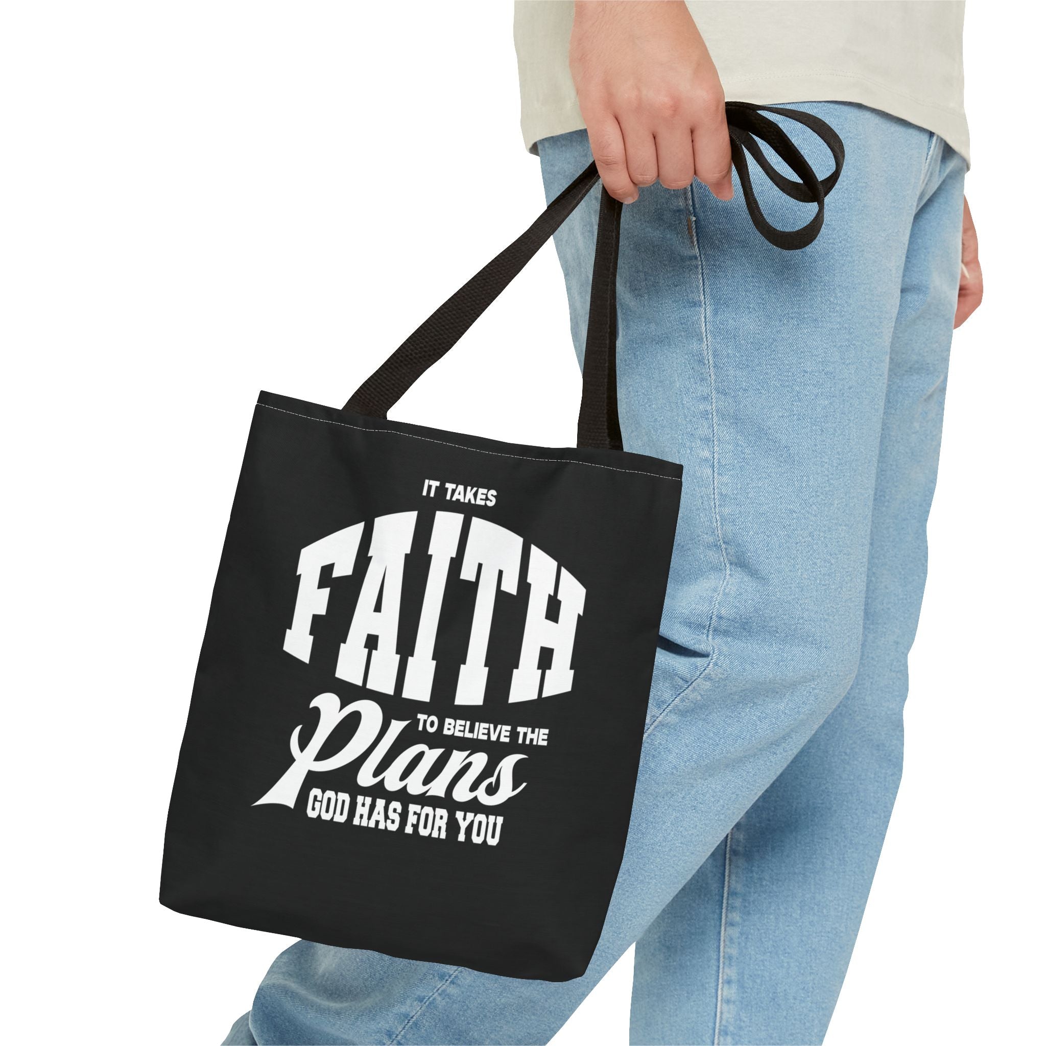 Faith Tote Bag - Inspirational Bible Verse Christian Graphic Tee, Walk Boldly in Your Purpose, 2 Corinthians 5:7 Design, Religious Gift,