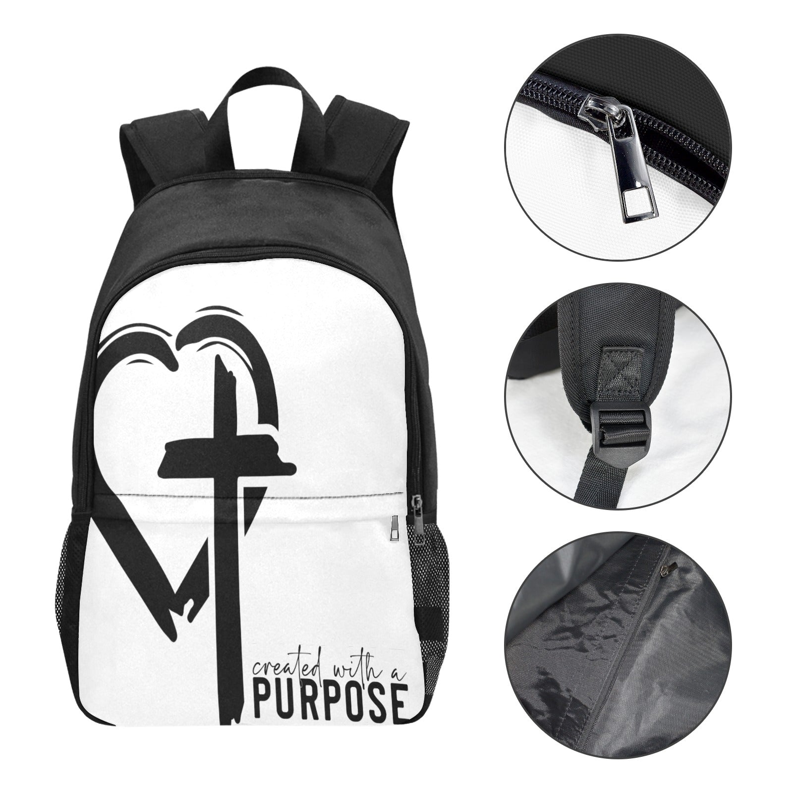 Created With A Purpose backpack Fabric Backpack with Side Mesh Pockets (Model 1659)