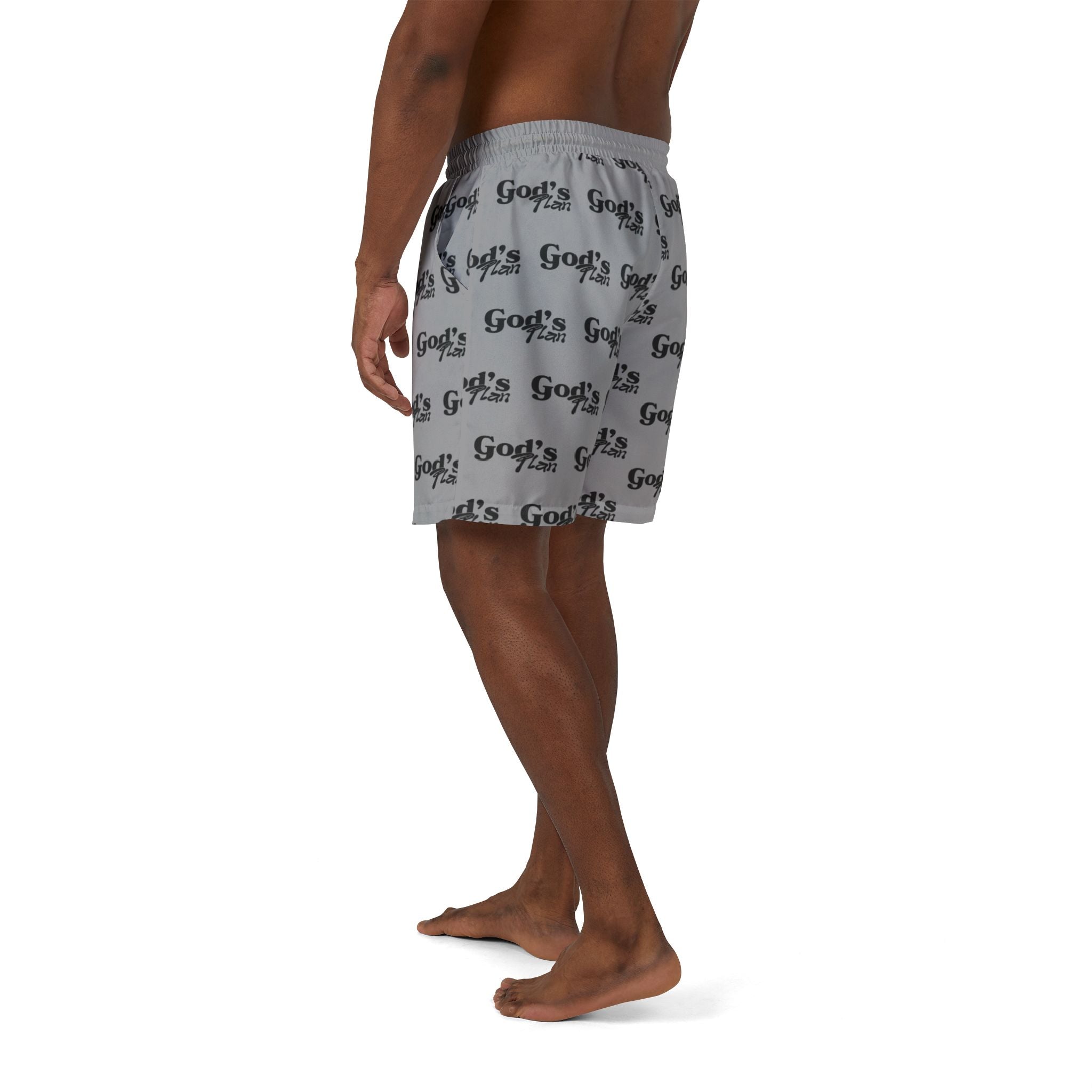 Unisex Swim Shorts with Inspirational Print | Beachwear, Summer Style, God’s Plan Shorts, Vacation Attire, Gift for Him