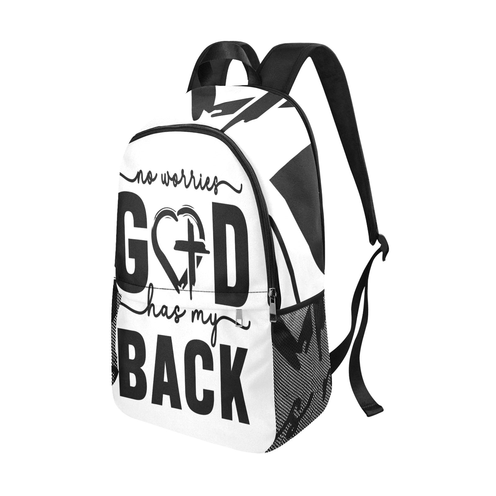 God Has My Back Backpack Fabric Backpack with Side Mesh Pockets (Model 1659)