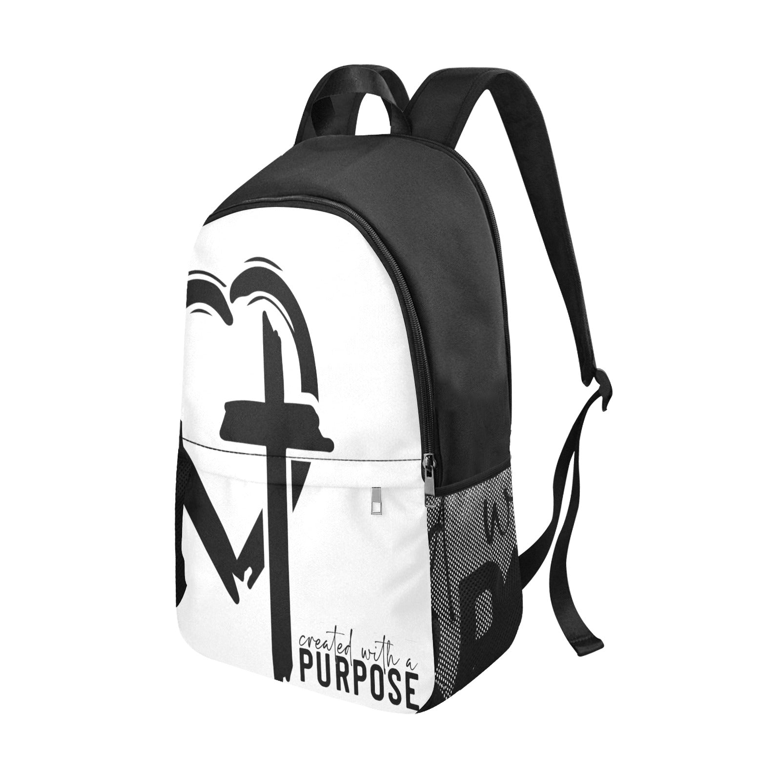Created With A Purpose backpack Fabric Backpack with Side Mesh Pockets (Model 1659)